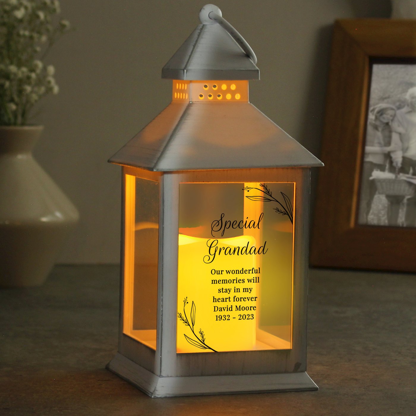 Personalised Memorial White Lantern | SpecialMoment.co.uk