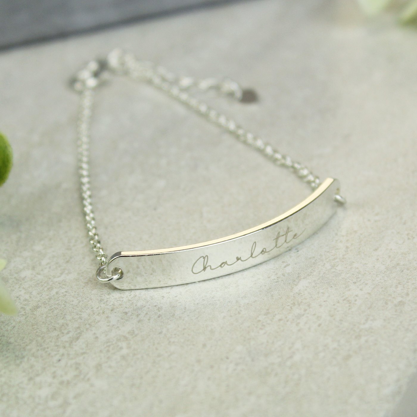Personalised Name Only Silver Tone Bar Bracelet  SpecialMomentcouk